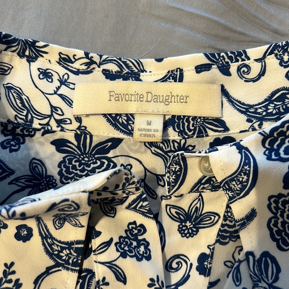 FAVORITE DAUGHTER Blue floral silky crop blouse - Picture 4 of 8